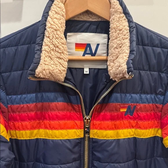 Aviator nation 5 stripe puffer jacket Navy - Picture 4 of 7